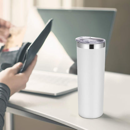 VEGOND Stainless Steel Skinny Tumbler, 20 oz Vacuum Insulated Tumbler with Lid and Straw, Double Wall Coffee Cup, Travel Mug for Cold Hot Drinks, Light Pink 1 Pack