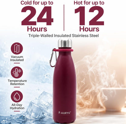 Best in Class Triple-Walled Insulated Stainless Steel Water Bottle, Keeps your Drinks Cold for up to 24 Hours and Hot for up to 12 Hours, Leak Proof, Make a Difference in the World, Black, 17oz