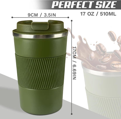 SPLMIFA Vacuum-Insulated Stainless Steel Travel Coffee Mug, Leak-Proof Reusable Coffee Cup with Lid - Keep Hot & Cold Drinks for Hours, Durable Insulated Tumbler for Men & Women(3rd-Black, 12OZ)
