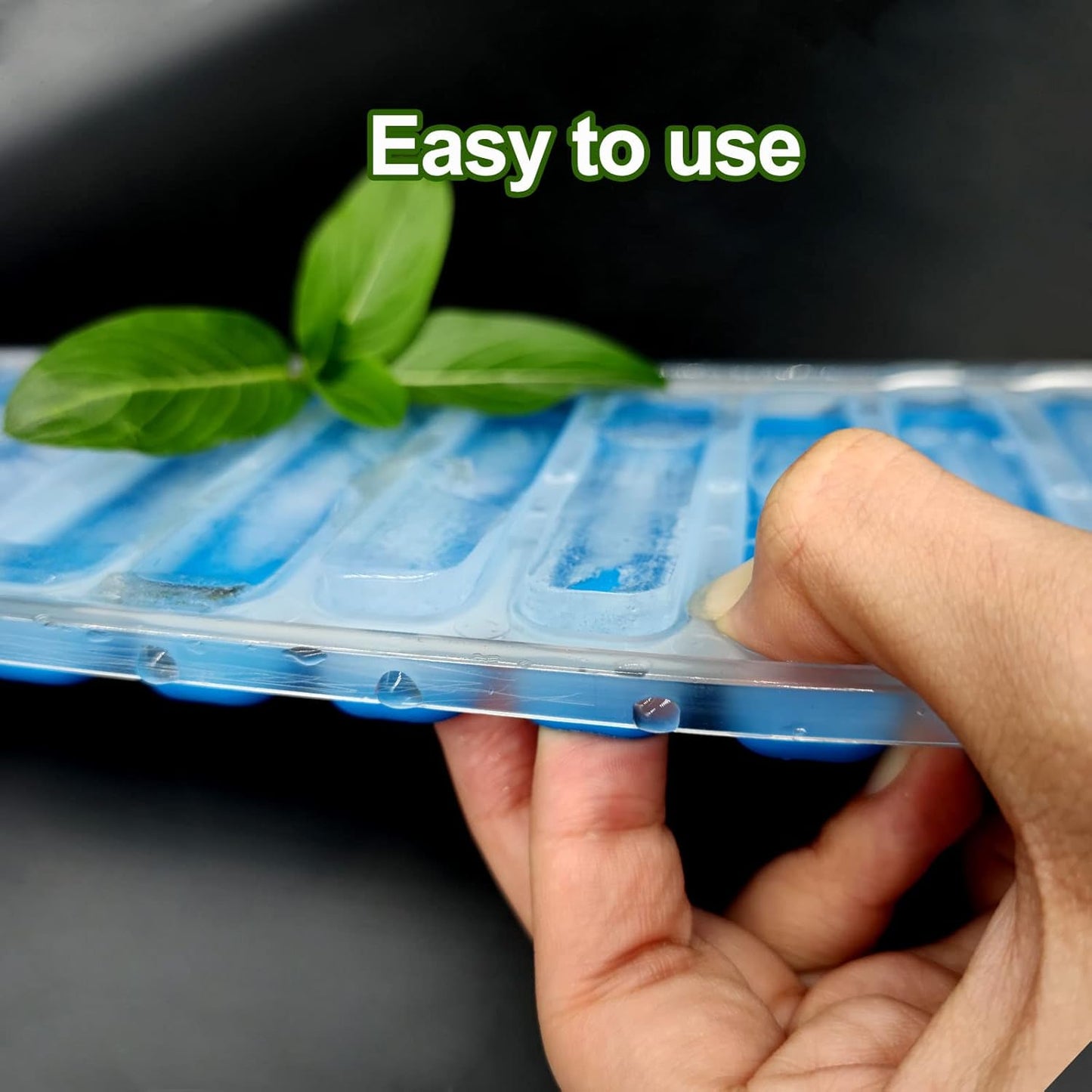 Medsuo Ice Cube Tray Bottle Ice Stick Trays Bottom Silicone Easy Release Reusable Long Ice Cube with No Spill Removable Lid Ideal for Sports and Water Bottles Jugs Whiskey Cocktail - Blue