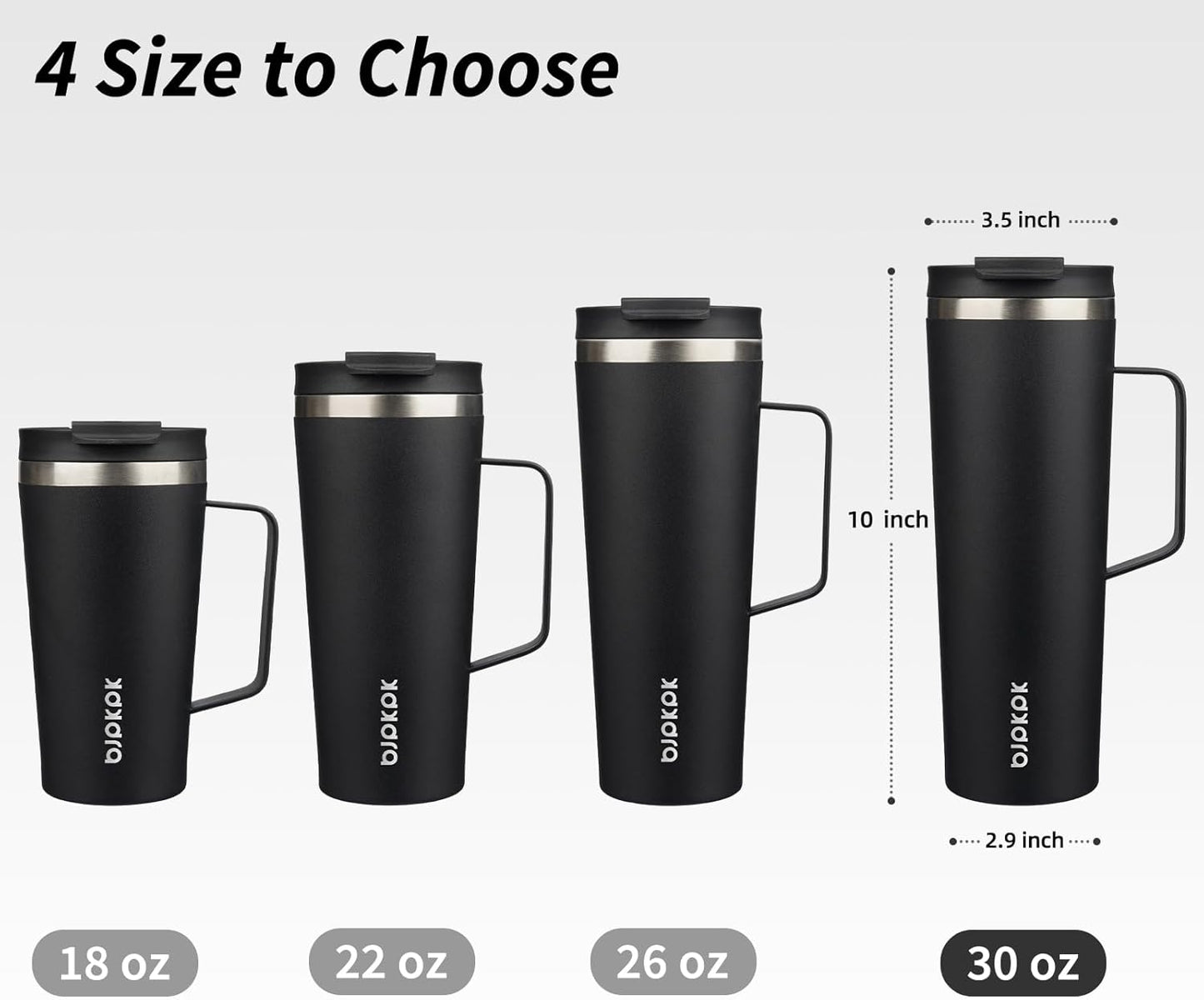 BJPKPK Insulated Tumbler with Handle, 18oz Insulated Tumblers with Lid and Straw, Stainless Steel Metal Water Bottles, Coffee Travel Mugs, Cups, Marshmallow