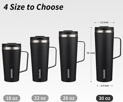 BJPKPK Insulated Tumbler with Handle, 18oz Insulated Tumblers with Lid and Straw, Stainless Steel Metal Water Bottles, Coffee Travel Mugs, Cups, Marshmallow