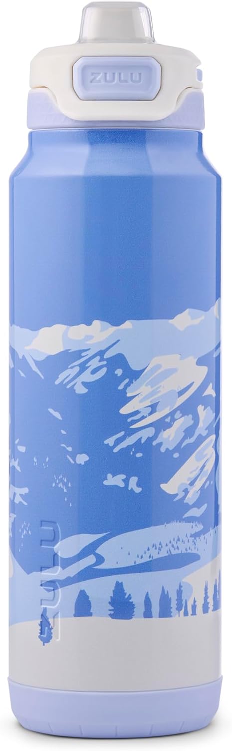 ZULU Powerfill Pro 32oz Stainless Steel Water Bottle with Quick Fill Lid, Triple Walled Vacuum Insulated Metal, Leak Proof Locking Lid, Sip and Chug, Reusable BPA Free, High Tide