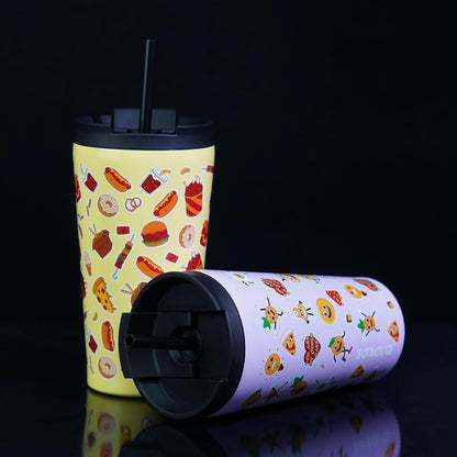 BJPKPK 22oz Insulated Tumbler With lid And Straw Stainless Steel Tumblers Travel Coffee Mug Reusable Thermal Cup,Sky