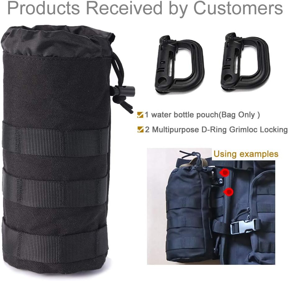 Upgraded Sports Water Bottles Pouch Bag, Tactical Drawstring Molle Water Bottle Holder Tactical Pouches, Travel Mesh Water Bottle Bag Tactical Hydration Carrier