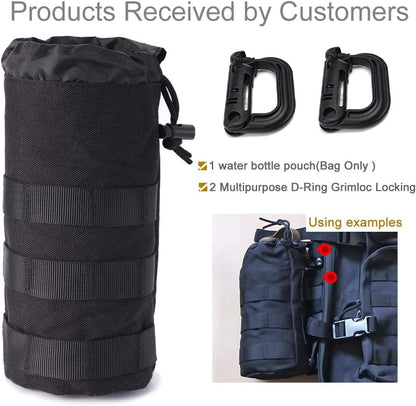 Upgraded Sports Water Bottles Pouch Bag, Tactical Drawstring Molle Water Bottle Holder Tactical Pouches, Travel Mesh Water Bottle Bag Tactical Hydration Carrier