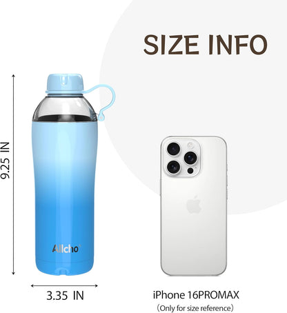 Allcho Insulated Water Bottle for Women, 18oz Stainless Steel Leak Proof Tumbler with 2 Lids, BPA-Free Tritan Chug & Straw Lid, Double Wall Vacuum Flask