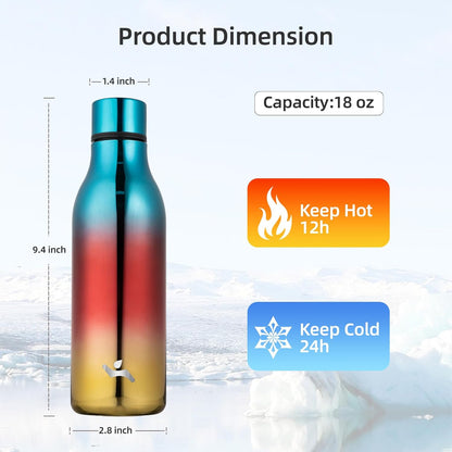 Konokyo Insulated Water Bottle with Strap,18 oz Double Wall Stainless Steel Vacuum Bottles Metal Water Flask,Macaron Green - Colors A