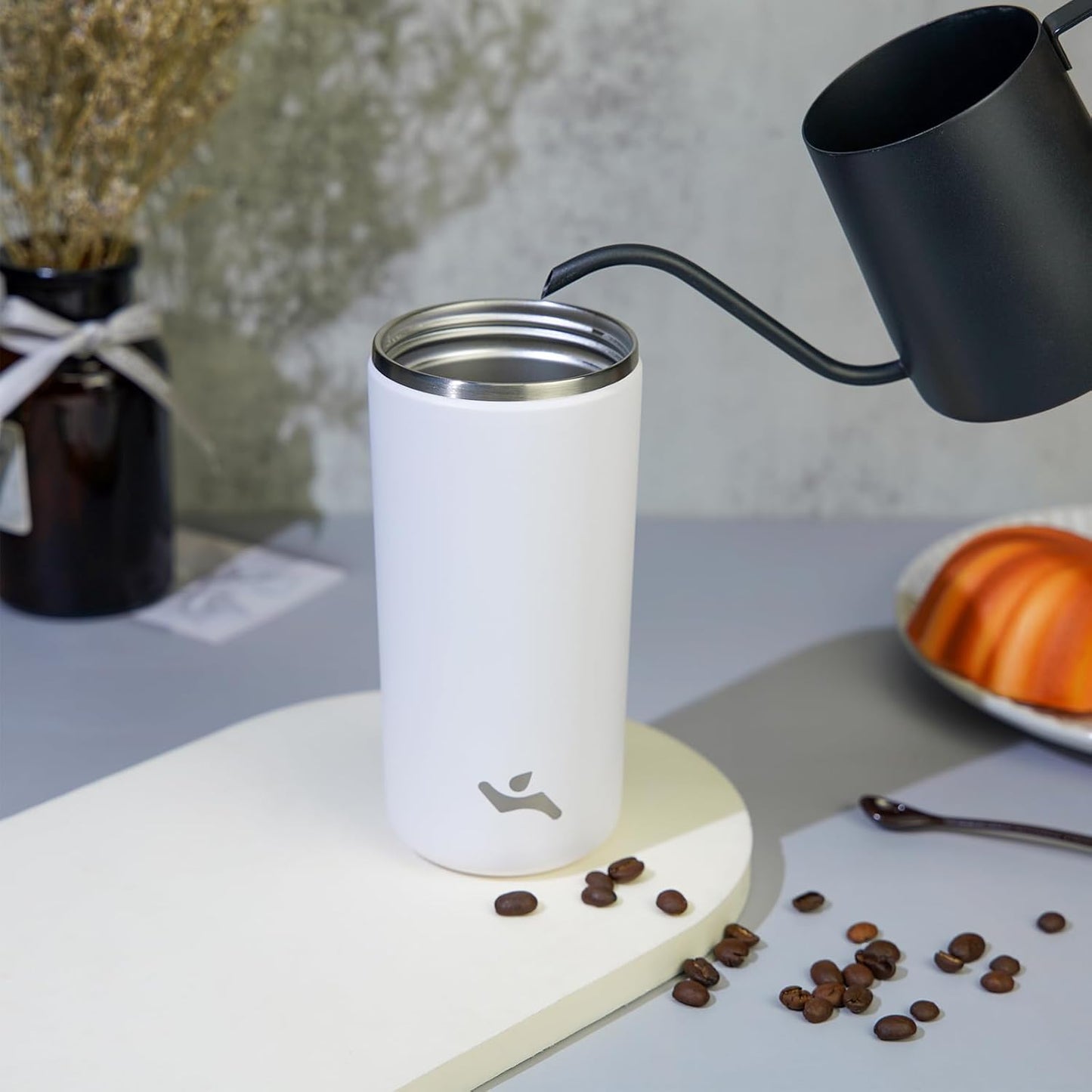 Konokyo Tumbler with Lid, 16 oz Travel Coffee Mug Double Wall Vacuum Stainless Steel Thermal Metal Cup Insulated Water Bottle,Navy Blue