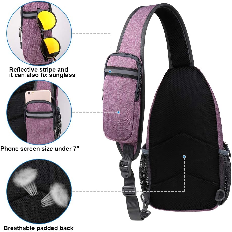 WATERFLY Crossbody Sling Backpack Sling Bag Travel Hiking Chest Bag Daypack (Black)
