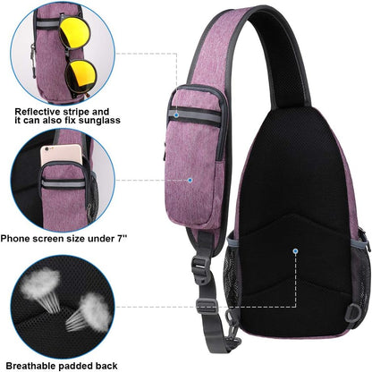 WATERFLY Crossbody Sling Backpack Sling Bag Travel Hiking Chest Bag Daypack (Black)