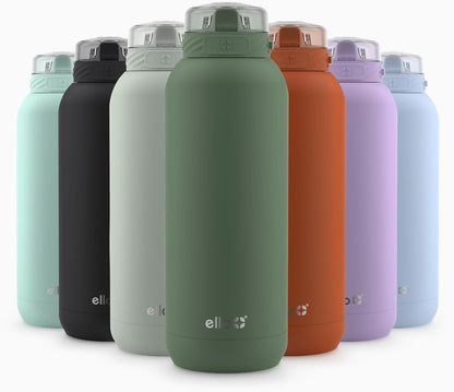 Ello Cooper 22oz Stainless Steel Water Bottle with Straw and Carry Handle, Double Walled and Vacuum Insulated Metal, Leak Proof Locking Lid with Soft Silicone Spout, Reusable, BPA Free, Lilac