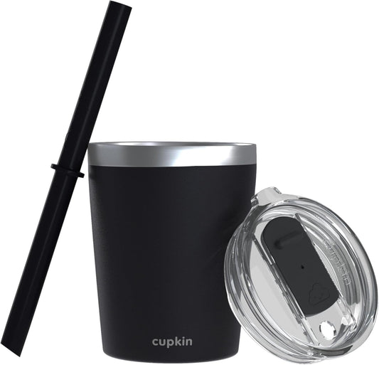 CUPKIN Stainless Steel Insulated Tumbler with Lid and Straw, 20 oz Stainless Steel Cups, Set of 2 Travel Coffee Mug for Adults, Iced Coffee Cup with Lid, Tumbler for Travel (Coral + Yellow)