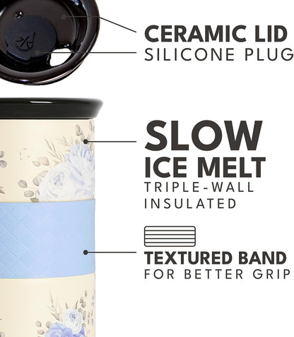 Elemental Artisan Insulated Tumbler, Triple Wall Coffee Travel Mug, Reusable Stainless Steel Coffee Tumbler with Ceramic Lid, Thermal Coffee Cups for Hot (6 Hrs) & Cold (18 Hrs), 16oz - Forest Green