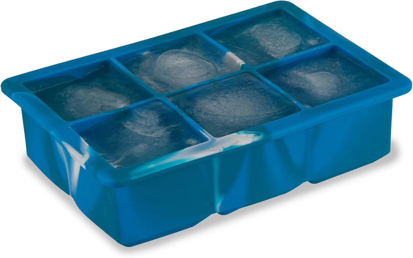 Host Ice Cube Tray, Makes Four 5-Inch Long Cubes, Durable Silicone Trays with Easy Release Design, Perfect for Water Bottles and Highball Glasses, Home Bar Accessories, Set of 1, Marble