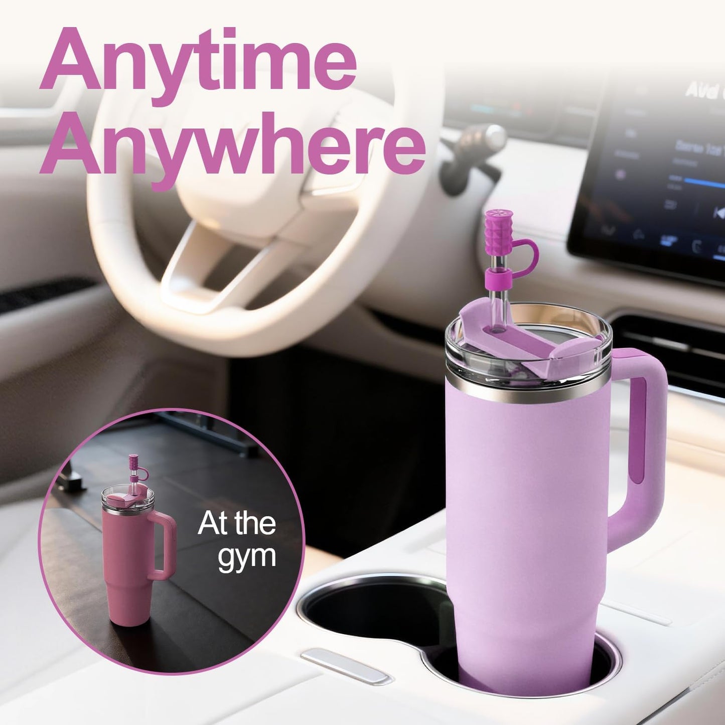6Pcs 0.39in/10mm Silicone Straw Covers Cap Compatible with Stanley Cup 40 & 30 oz, Reusable Dust-Proof Straw Toppers for Tumbler with Handle, Starlight