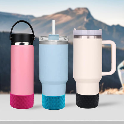 HEYSKAY 2pcs Protective Flask Silicone Boot Base for Stanley Quencher Adventure 40oz & Stanley IceFlow 20oz 30oz Tumbler, and Compatible with 12-24oz Hydro Sport Water Bottles,Yeti and More