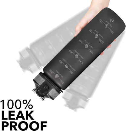 Hyeta 32oz Water Bottles with Straw - Stay Motivated and Hydrated with Convenient Times to Drink Markings, Durable, Leak-proof