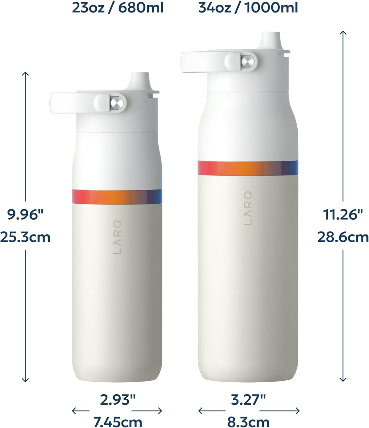 LARQ Swig Top — Insulated Stainless Steel Water Bottle with Straw, Detachable Silicone Handle, Vacuum 24h Cold, BPA-Free Metal Bottle for Gym, Travel, Office, Wide Mouth for Ice — 23 oz, Mojave Dune