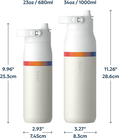 LARQ Swig Top — Insulated Stainless Steel Water Bottle with Straw, Detachable Silicone Handle, Vacuum 24h Cold, BPA-Free Metal Bottle for Gym, Travel, Office, Wide Mouth for Ice — 23 oz, Mojave Dune