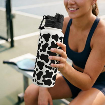 SANDJEST Pickleball Stainless Steel Water Bottle with Strap 32oz, Insulated Bottles with Straw and Spout Lid for Gym Sports Travel Outdoor, Gifts for Women Girls Birthday Christmas