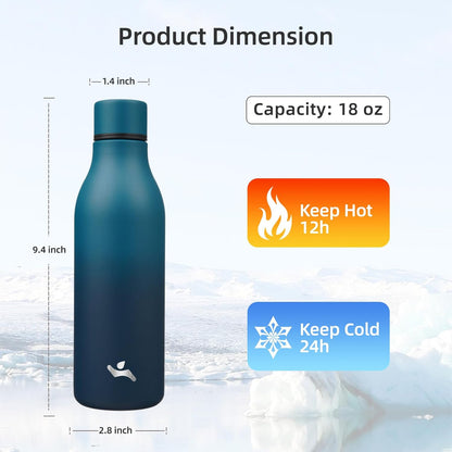 Konokyo Insulated Water Bottle with Strap,18 oz Double Wall Stainless Steel Vacuum Bottles Metal Water Flask,Macaron Green - Colors A