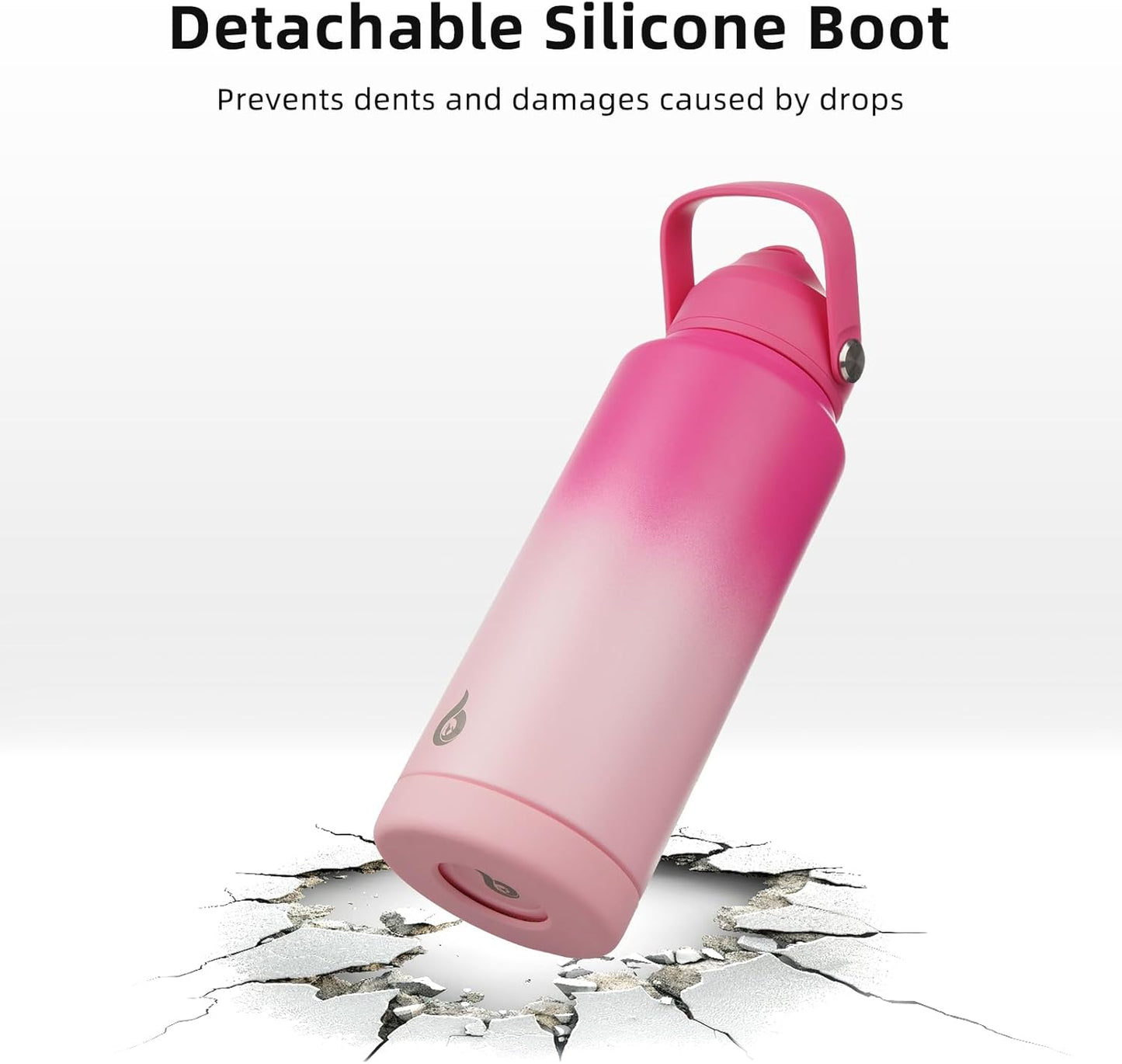 BJPKPK Insulated Water Bottle with Straw Lid, 18oz Thermo Water Bottles with Soft Nozzle, Flex Handle & Non-slip Boot, BPA Free Leak Proof Stainless Steel Metal Thermo, Tumblers, Cups,Sea Salt