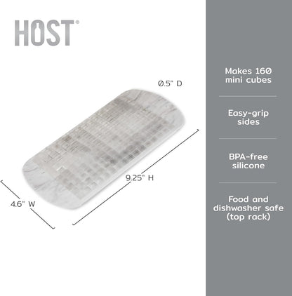 Host Ice Cube Tray, Makes Four 5-Inch Long Cubes, Durable Silicone Trays with Easy Release Design, Perfect for Water Bottles and Highball Glasses, Home Bar Accessories, Set of 1, Marble