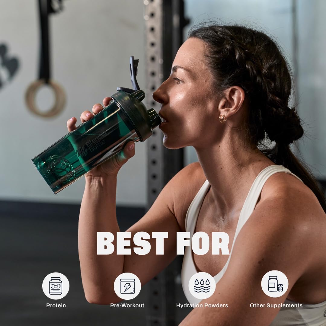 BlenderBottle Shaker Bottle Pro Series Perfect for Protein Shakes and Pre Workout, 24-Ounce, Black