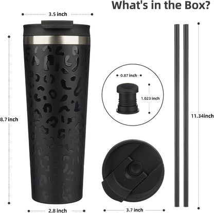 BJPKPK 22oz Insulated Tumbler With lid And Straw Stainless Steel Tumblers Travel Coffee Mug Reusable Thermal Cup,Sky