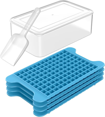 Mini Ice Cube Tray for Freezer: FDDBI Small Ice Trays for Freezer with Bin - 117×4PCS Easy Release Nugget Ice Tray - Crushed Ice Tray with Container