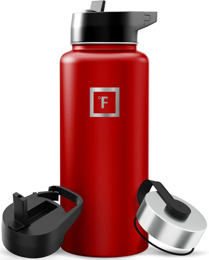 IRON °FLASK Camping & Hiking Hydration Flask with Straw, Wide Mouth Insulated Stainless Steel Sports Water Bottle - 22 oz Aurora