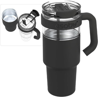 asobu Ultimate Ceramic Travel Mug, 12oz Insulated Stainless Steel Coffee Cup with Handle & Splash-Resistant Lid, Ceramic Lined for Pure Taste, BPA-Free, Double-Wall Vacuum for Hot Drinks