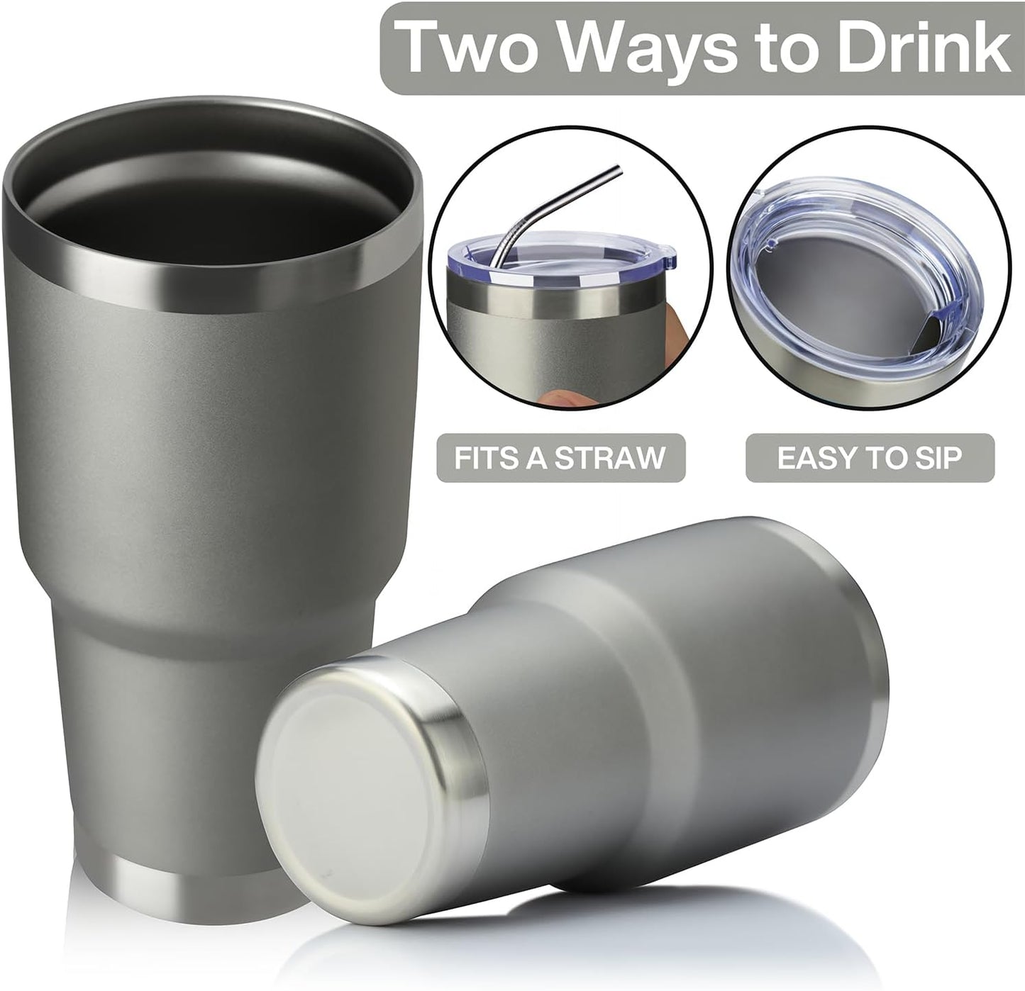 MEWAY 30oz Tumbler Double Wall Vacuum Insulated Travel Mug, Stainless Steel Tumbler with Lid, Durable Powder Coated Insulated Coffee Cup for Cold & Hot Drinks (Silver,1 PACK)