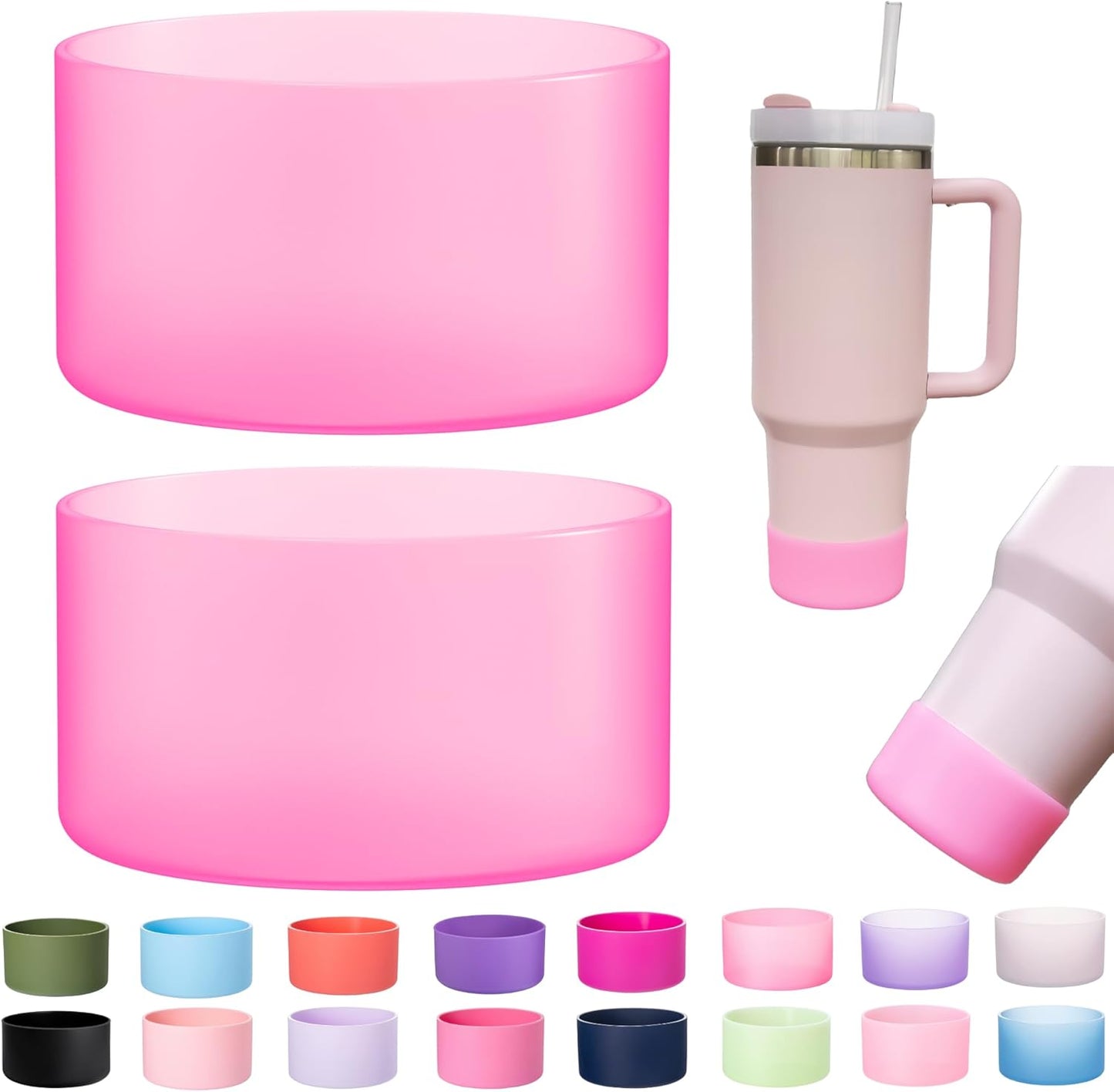 2-Pack Silicone Boot for Stanley Cup 30oz & 40oz, Anti-Slip & Noise Reducing Bottom Protector, BPA-Free Tumbler Base Cover for Quencher H2.0 30/40oz & IceFlow 20/30oz, Accessories for Car & Travel
