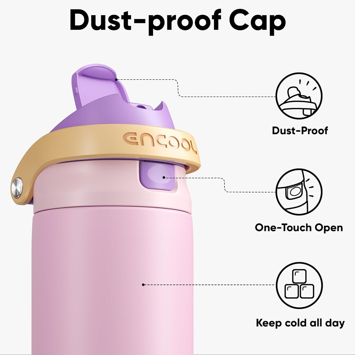ENCOOL Leakproof Insulated Water Bottle with Straw Dual-Sip Water Bottle Bag-Safe Design for Work, Commute & Gym – Keeps Drinks Cold All Day, 24 oz, Lemonade Pink - Colors B