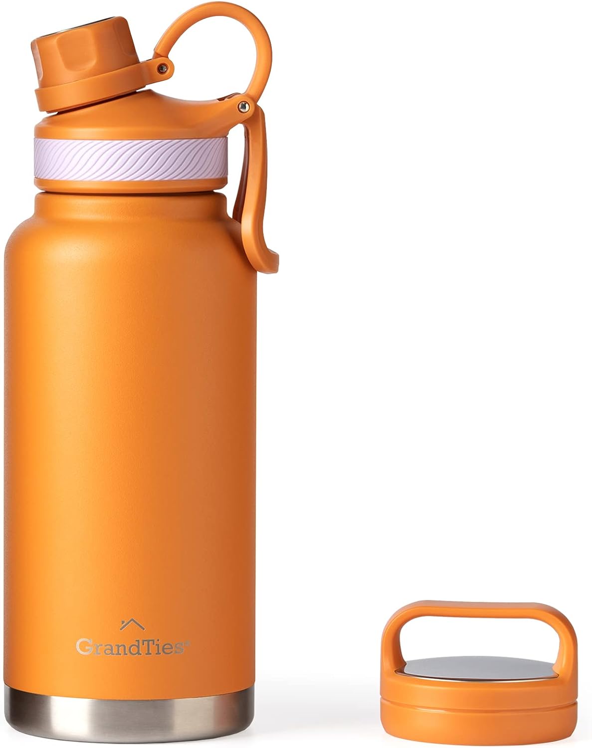 GRANDTIES 2 Lids Sports Stainless Steel Water Bottles – Wide Mouth Vacuum Insulated Reusable Leak Proof BPA-Free Travel Metal Canteen, Thermal Bottles for Men Women Gym (Ivory White 32 oz)