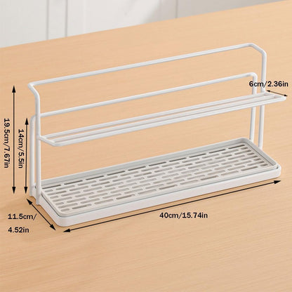 Water Bottle Drying Rack Cup Storage with Drain Tray Mug Organizer for Kitchen - 2 Tiers (Black)
