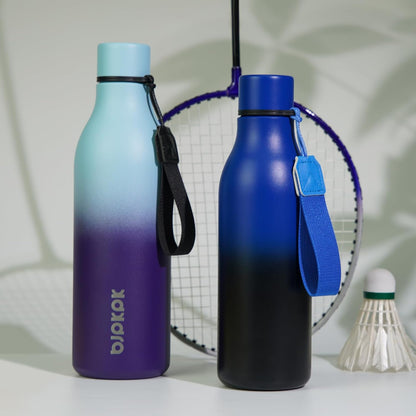 BJPKPK Insulated Water Bottles, 18 oz Stainless Steel Metal Water Bottle with Strap, BPA Free Leak Proof Jugs, Mugs, Flasks, Reusable Thermal Flasks for Sports & Travel, Black - Colors A