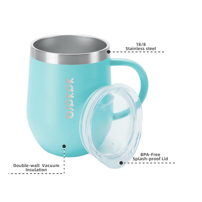 BJPKPK 2 pcs Insulated Coffee Mug, 14oz Insulated Tumbler with Lid, Stainless Steel Coffee Cups with Splash Proof Lid-White