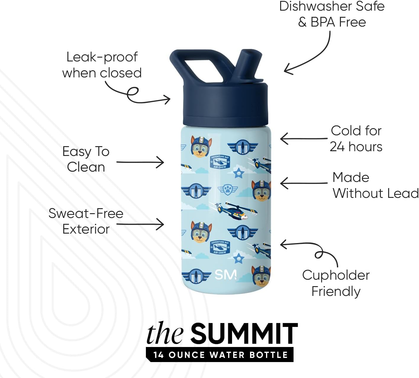 Simple Modern Kids Water Bottle with Straw Lid | 14oz Insulated Stainless Steel Kids Tumbler & Spill Proof Toddler Cup for School, Girls, Boys | Summit | Chloe Floral - Colors A