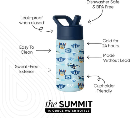 Simple Modern Kids Water Bottle with Straw Lid | 14oz Insulated Stainless Steel Kids Tumbler & Spill Proof Toddler Cup for School, Girls, Boys | Summit | Chloe Floral - Colors A