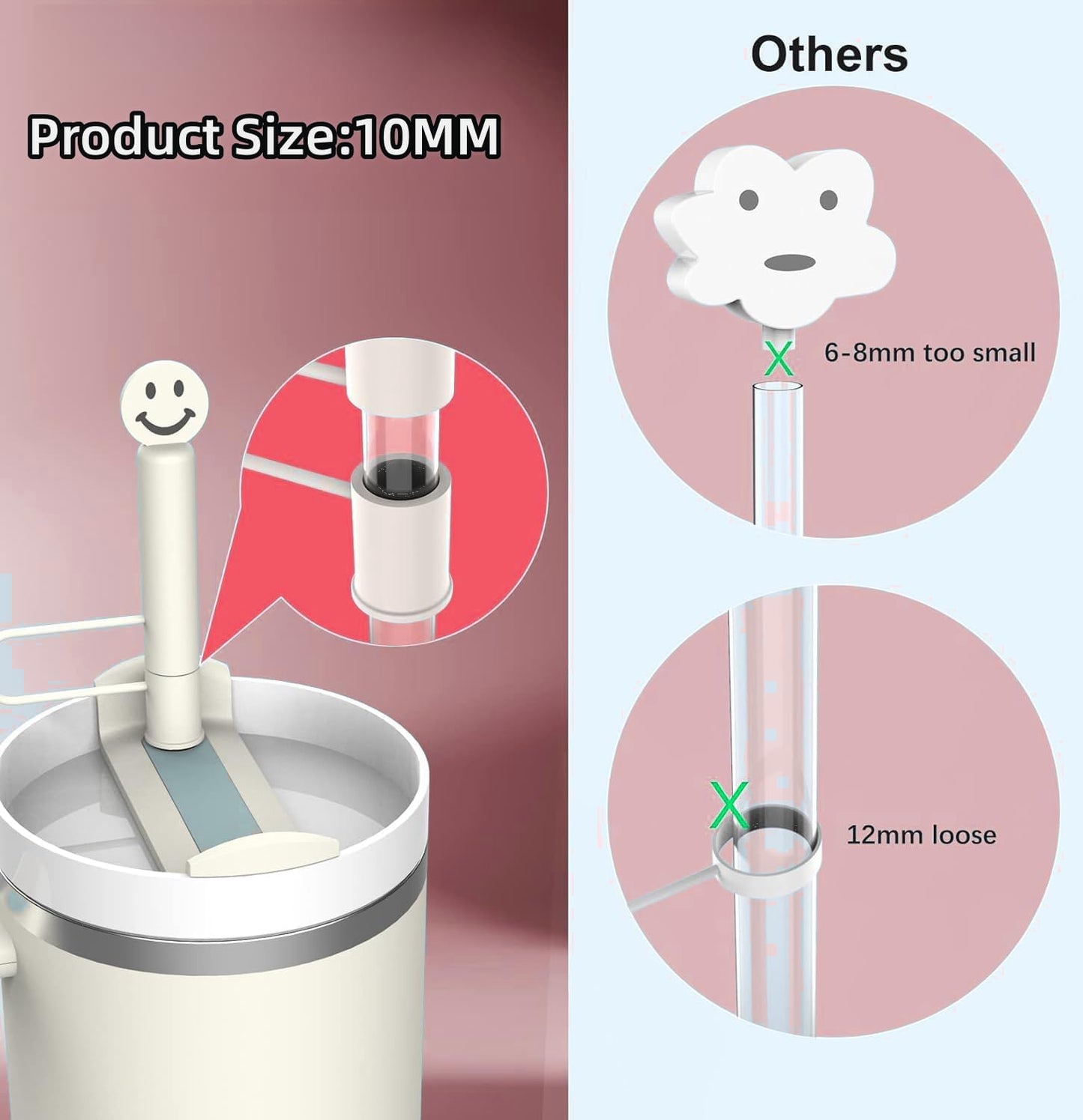 Silicone Straw Covers Cap Compatible with Stanley Cup 30 40 oz-Dust-Proof Reusable Straw Cover for Tumblers and Water Bottles