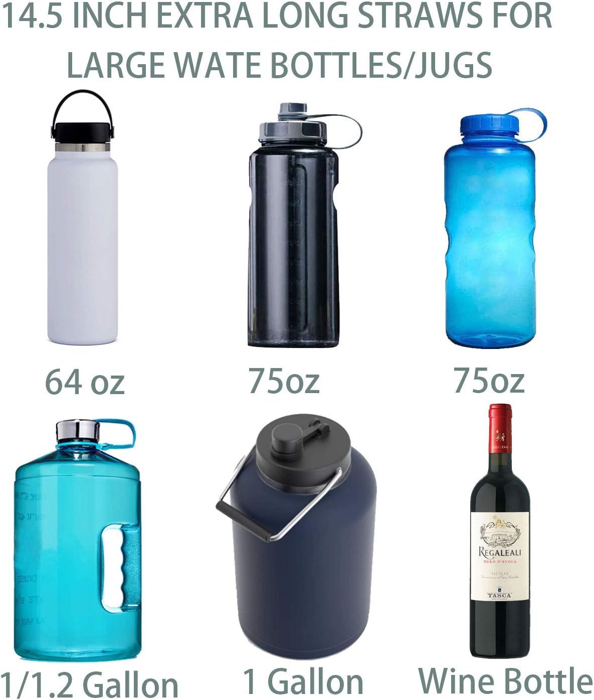 Pastel Color 14” Extra Long Silicone Replacement Straw for 40 oz Stanley Cup, Reusable Flexible Tall Giant Big Drinking Straw for Quencher Tumbler,1Gallon/64 oz Water Bottle,Hydro Jug-6 pack