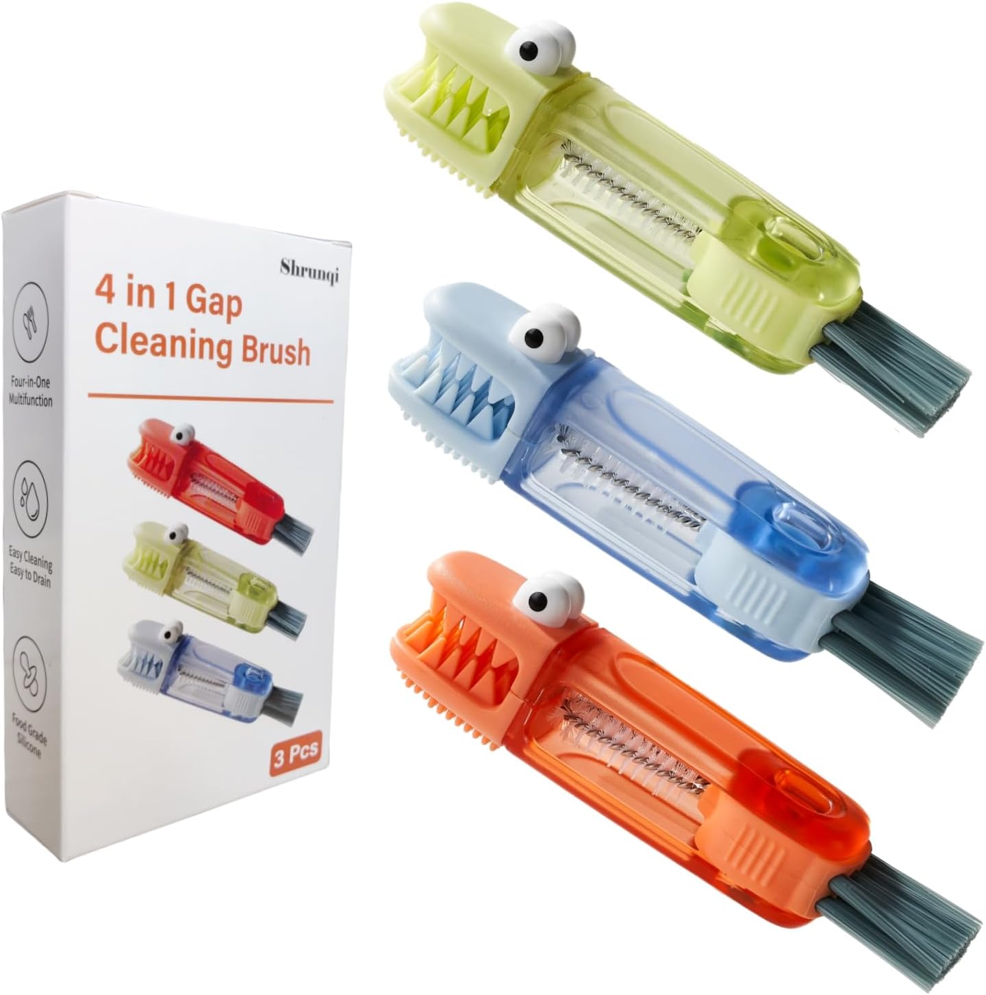 3 in 1 Cup Lid Cleaning Brush, 3 in 1 Multifunctional Cleaning Brush Portable Cup Lid Cleaner for Bottle Gap Tight Spaces Cup, Portable Cup Lid Cleaner with Brush, 3 Pcs