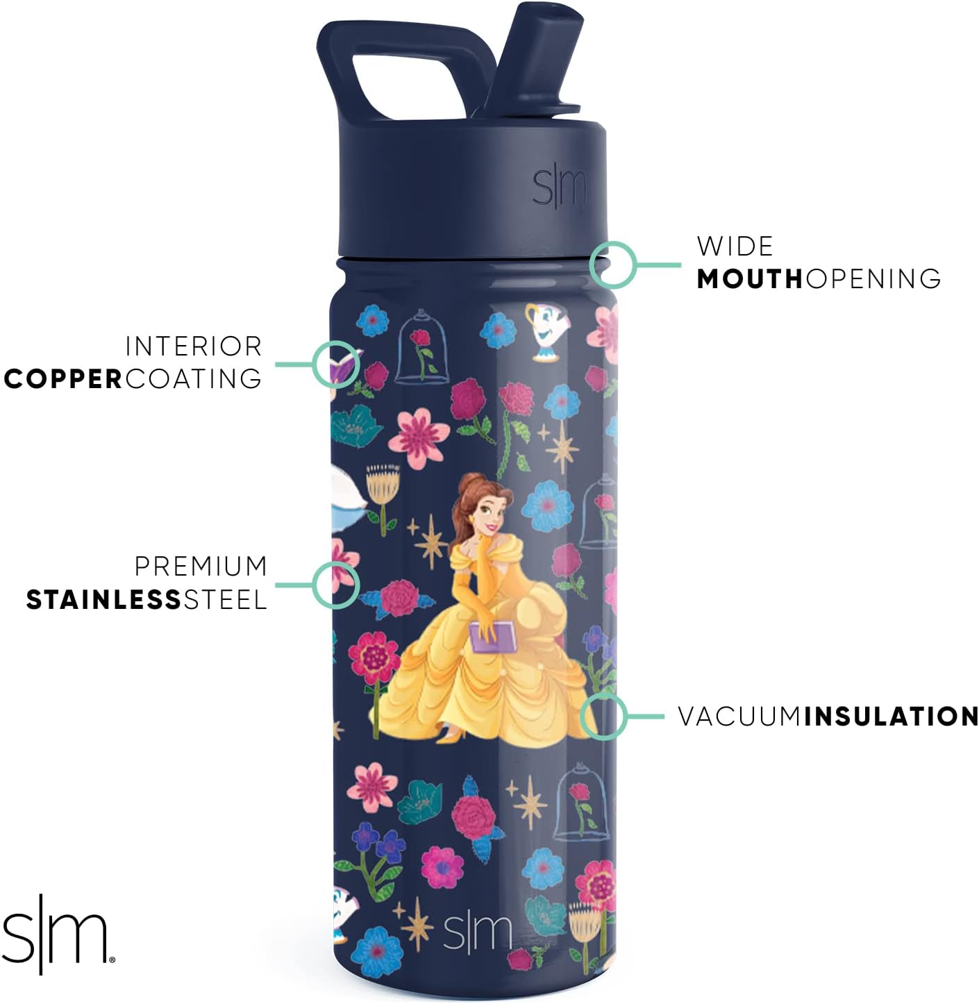 Simple Modern Disney Minnie Mouse Kids Water Bottle with Straw Lid | 14oz Insulated Stainless Steel Kids Tumbler & Spill Proof Toddler Cup for School, Girls, Boys | Summit | Minnie Mouse Fun - Colors A