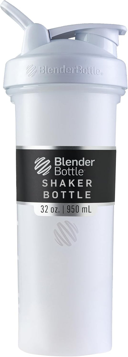 BlenderBottle Classic V2 Shaker Bottle Perfect for Protein Shakes and Pre Workout, 20-Ounce, Clear/Black