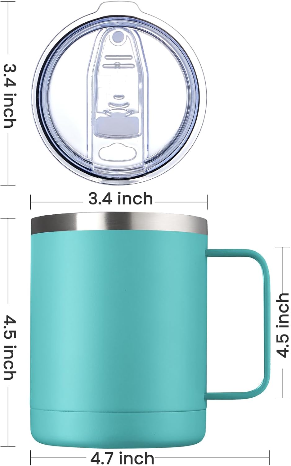 MEWAY 12oz Coffee Mug With Handle and Sliding Lid,Stainless Steel Travel Tumbler Cup with Handle,Double Wall Vacuum Insulated Camping Cup for Hot & Cold Drinks Tea (Black,Set of 1