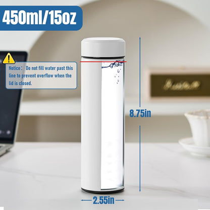 PARACITY Insulated Water Bottle,15 oz Stainless Steel Thermo, Double Wall Vacuum Water Bottle, Metal Water Bottle Keeps Hot for 12 Hrs, Cold for 24 Hrs, for Coffee, Drinks