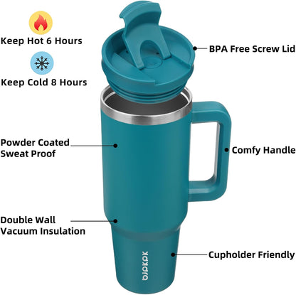 BJPKPK 30oz Stainless Steel Insulated Tumbler With Handle And Lid Straw Travel Coffee Mug Thermal Cup,Black